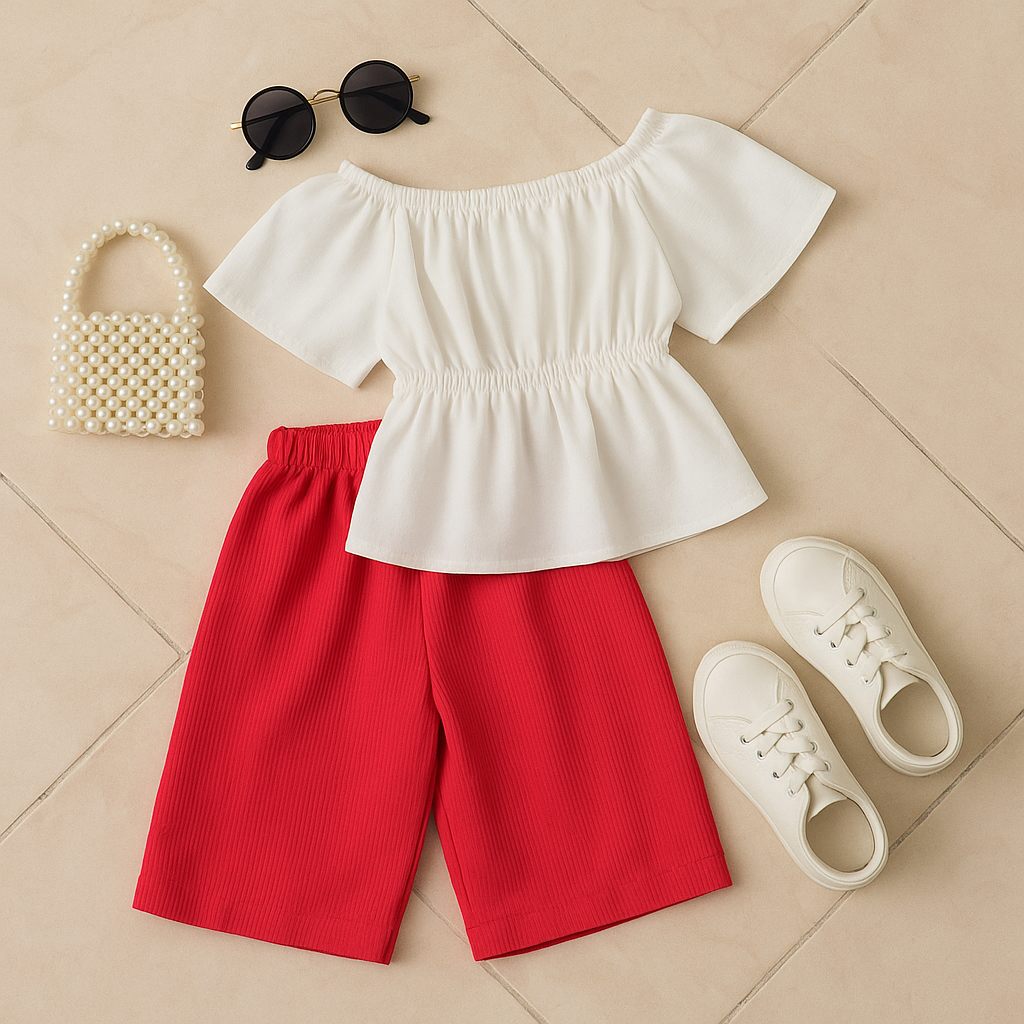 Girls' two-tone shorts set